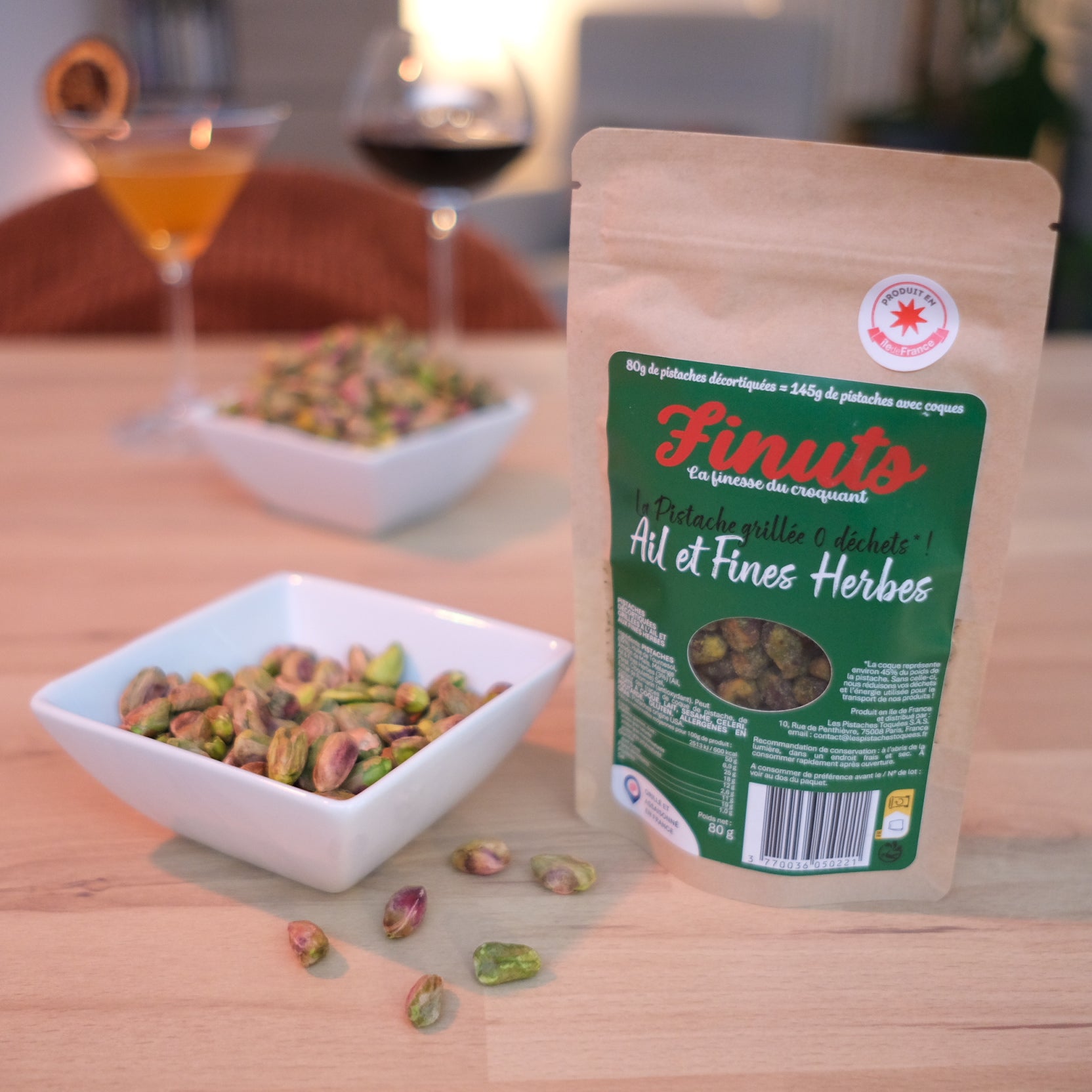 Pistaches Décortiquées Grillées à l'Ail et aux Fines Herbes 1x 80g