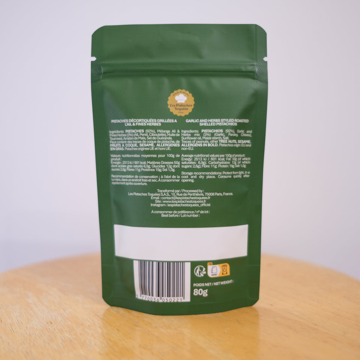 Pistaches Décortiquées Grillées à l'Ail et aux Fines Herbes 12x 80g