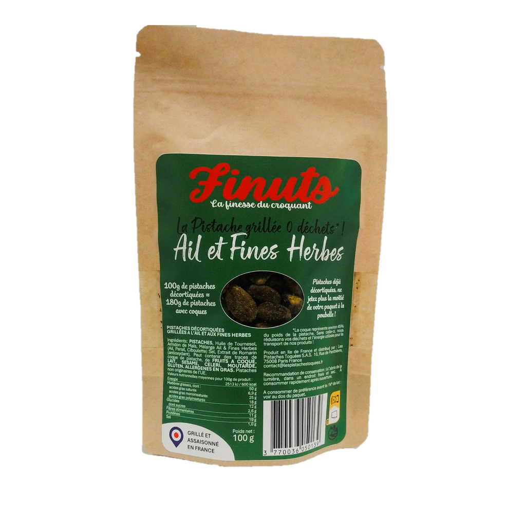 Pistaches Décortiquées Grillées à l'Ail et aux Fines Herbes 1x 80g