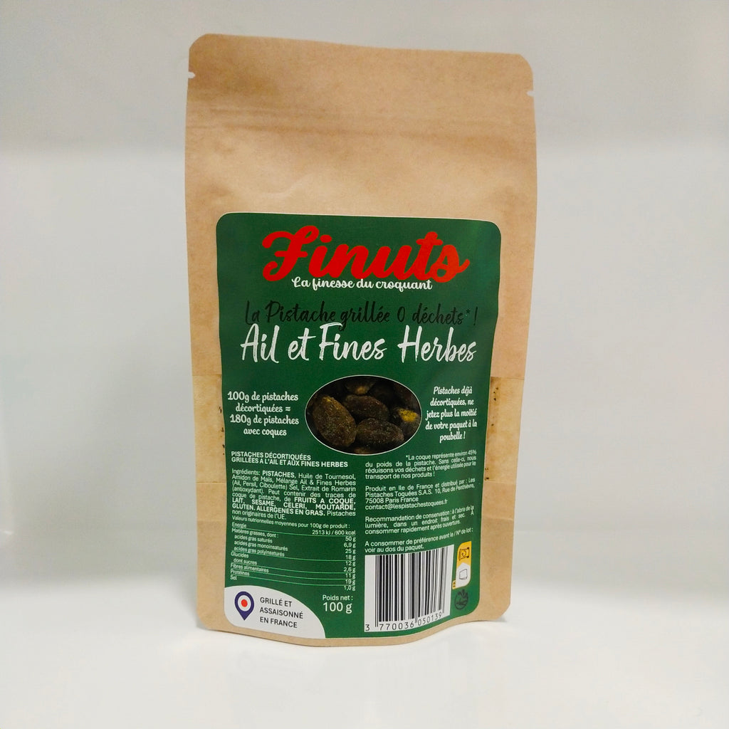 Pistaches Décortiquées Grillées à l'Ail et aux Fines Herbes 1x 80g