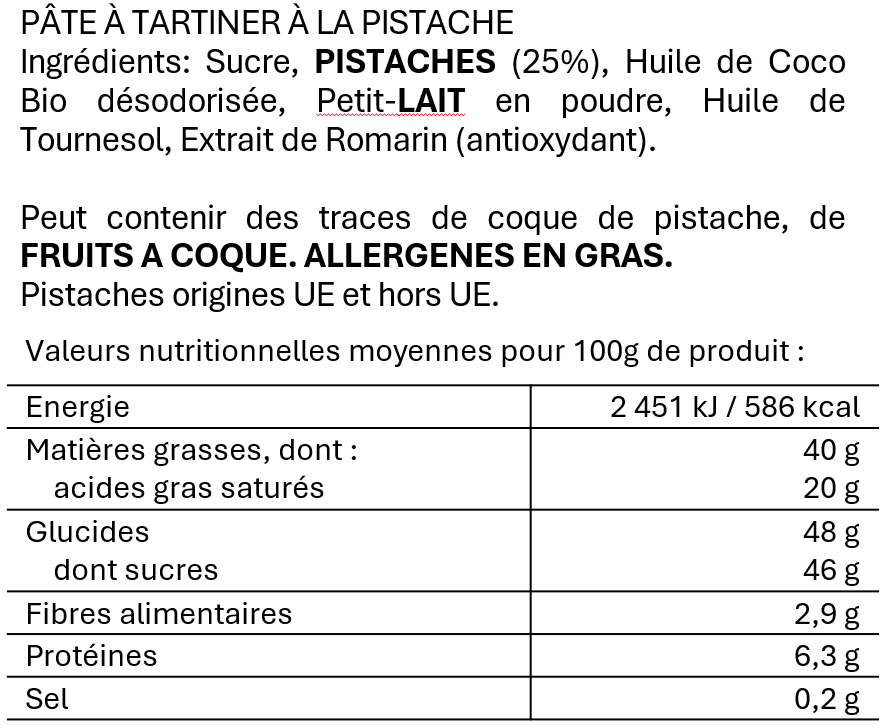 Pâte à tartiner Crème de Pistache 12x 190g