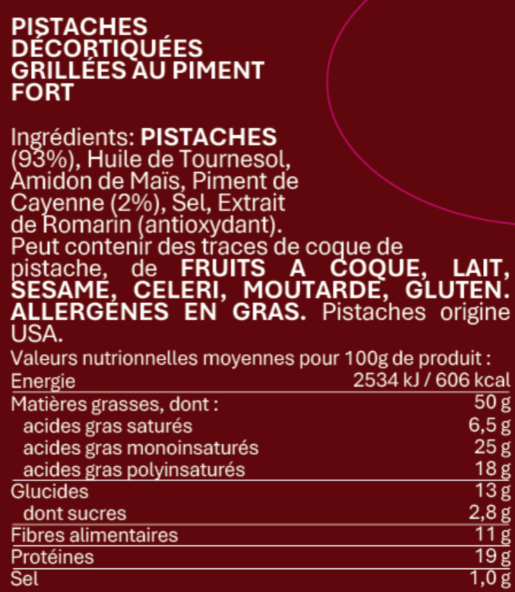 Pistaches Décortiquées Grillées au Piment Fort 12x 80g