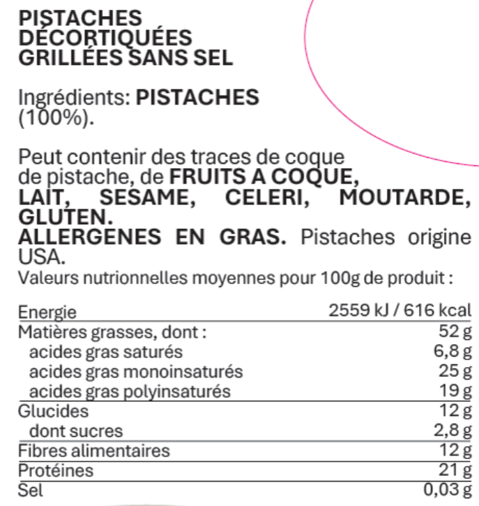 Pistaches Décortiquées Grillées Sans Sel 12x 80g